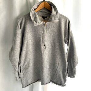 J.Crew University Terry Long Half-Zip Tunic Sweatshirt Gray Size Large